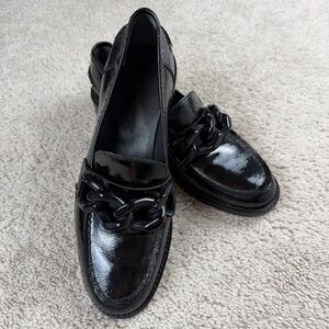 M. Gemi The Tosca Link Black Patent Leather Penny Preppy Loafers Women’s 36.5 6